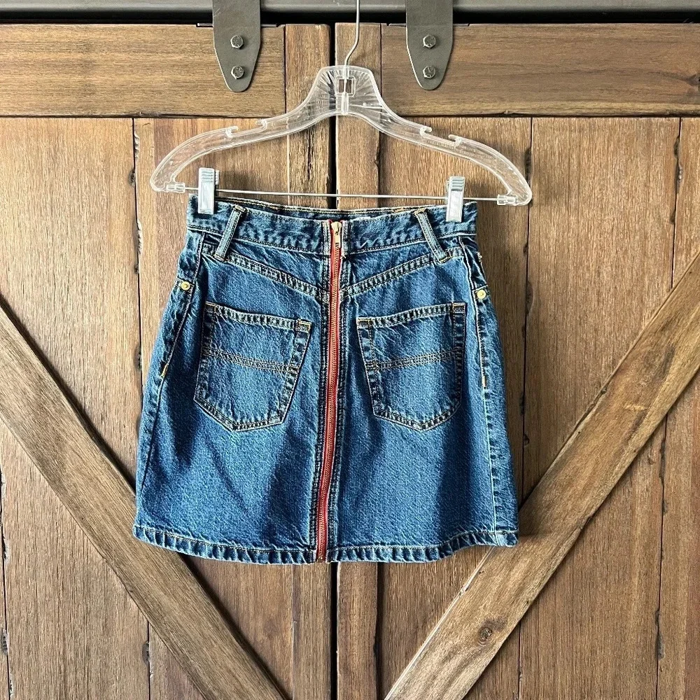 Urban Outfitters BDG Denim Red Zip Front Mini Skirt Size S